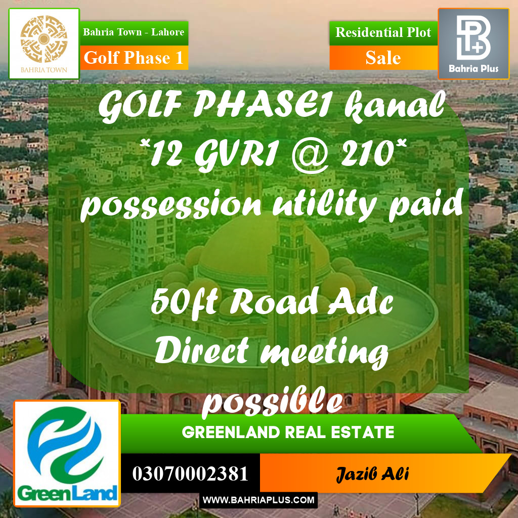 1 Kanal Residential Plot for Sale in Golf Phase 1 -  Bahria Town, Lahore - (BP-282480)