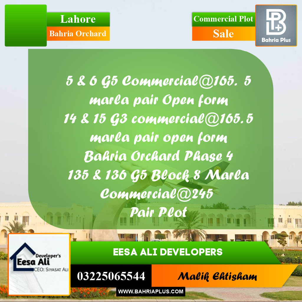 Commercial Plot for Sale in Bahria Orchard, Lahore - (BP-282617)