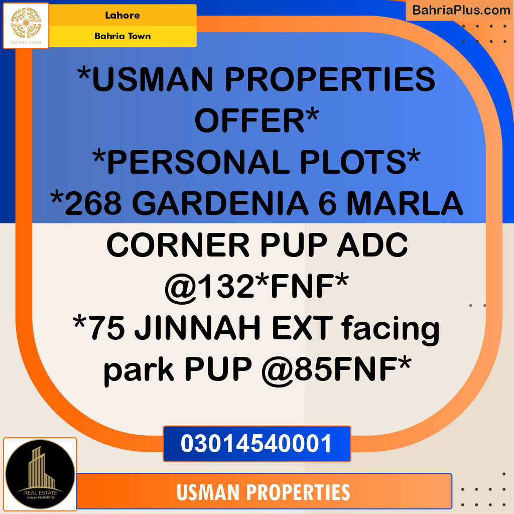 Residential Plot for Sale in Bahria Town, Lahore - (BP-282631)