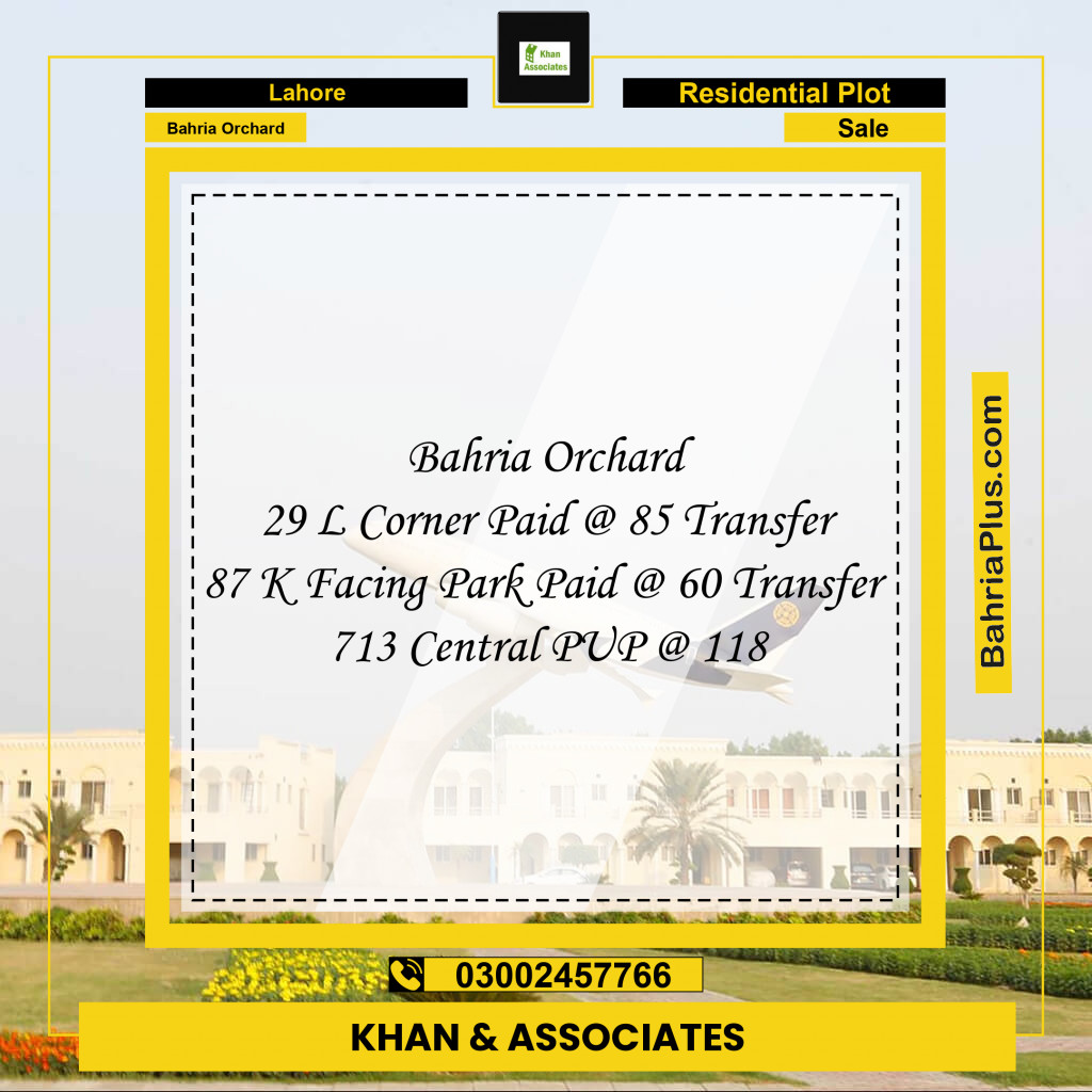 Residential Plot for Sale in Bahria Orchard, Lahore - (BP-282669)