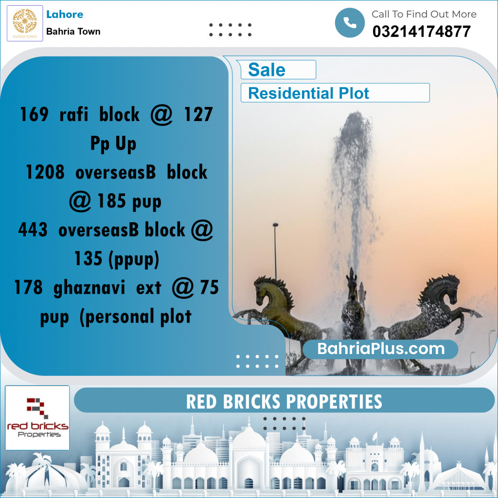 Residential Plot for Sale in Bahria Town, Lahore - (BP-282686)