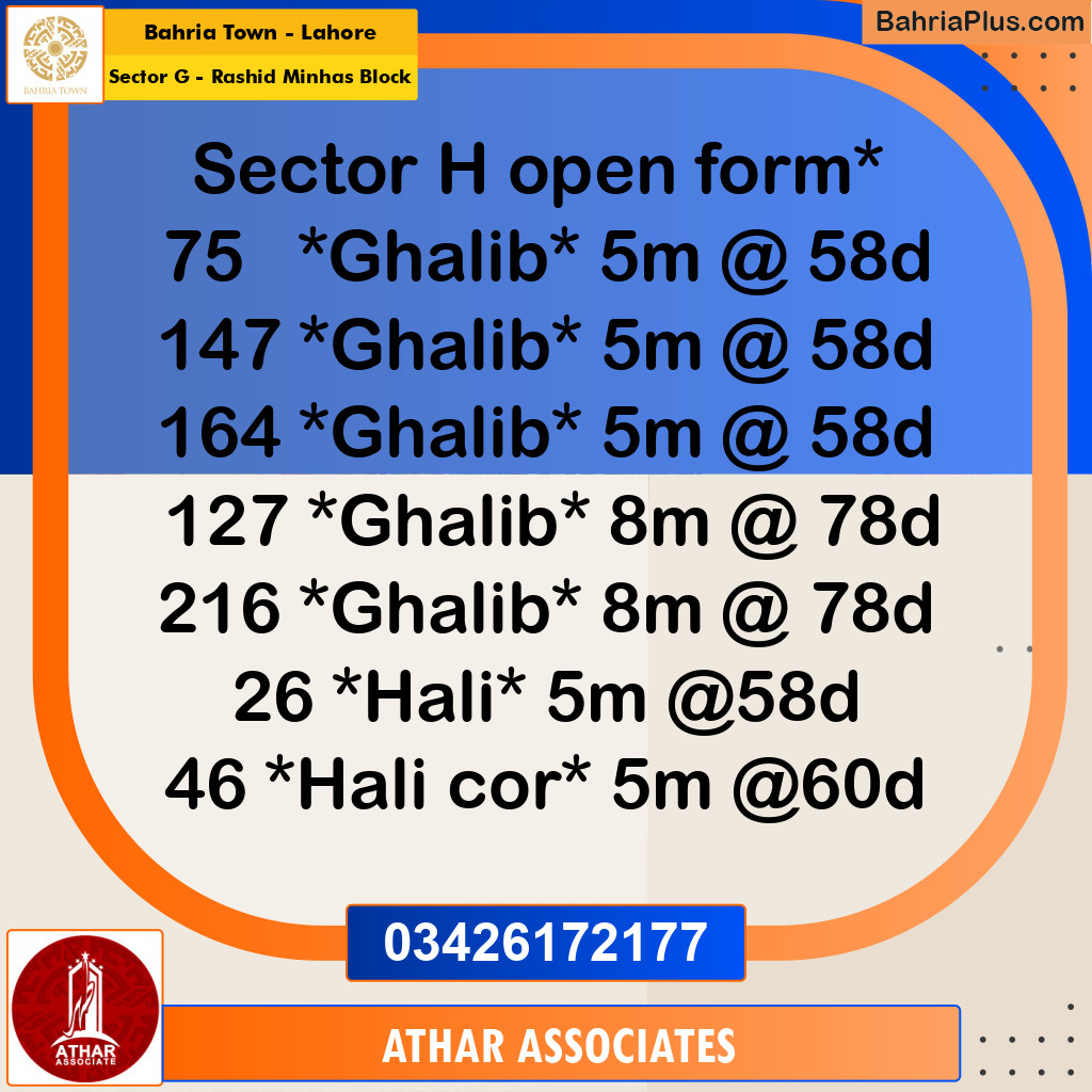 5 Marla Residential Plot for Sale in Sector G - Rashid Minhas Block -  Bahria Town, Lahore - (BP-282721)