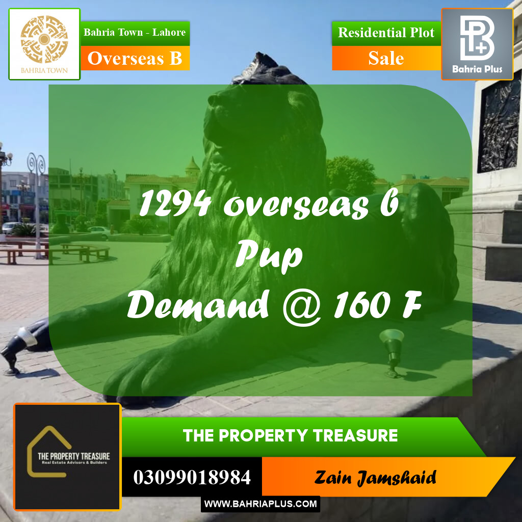 10 Marla Residential Plot for Sale in Overseas B -  Bahria Town, Lahore - (BP-282728)