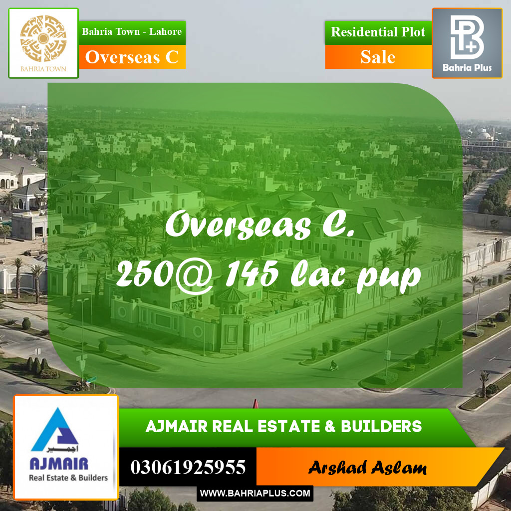 Residential Plot for Sale in Overseas C -  Bahria Town, Lahore - (BP-282740)