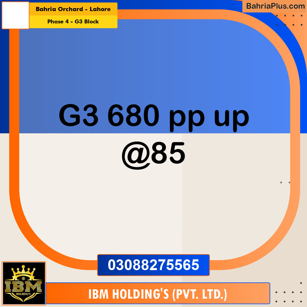 10 Marla Residential Plot for Sale in Phase 4 - G3 Block -  Bahria Orchard, Lahore - (BP-282757)