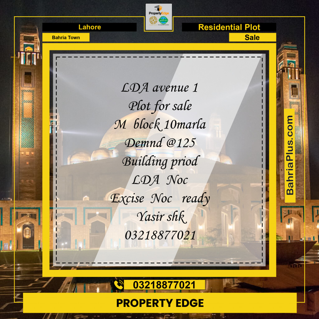 Residential Plot for Sale in Bahria Town, Lahore - (BP-282773)