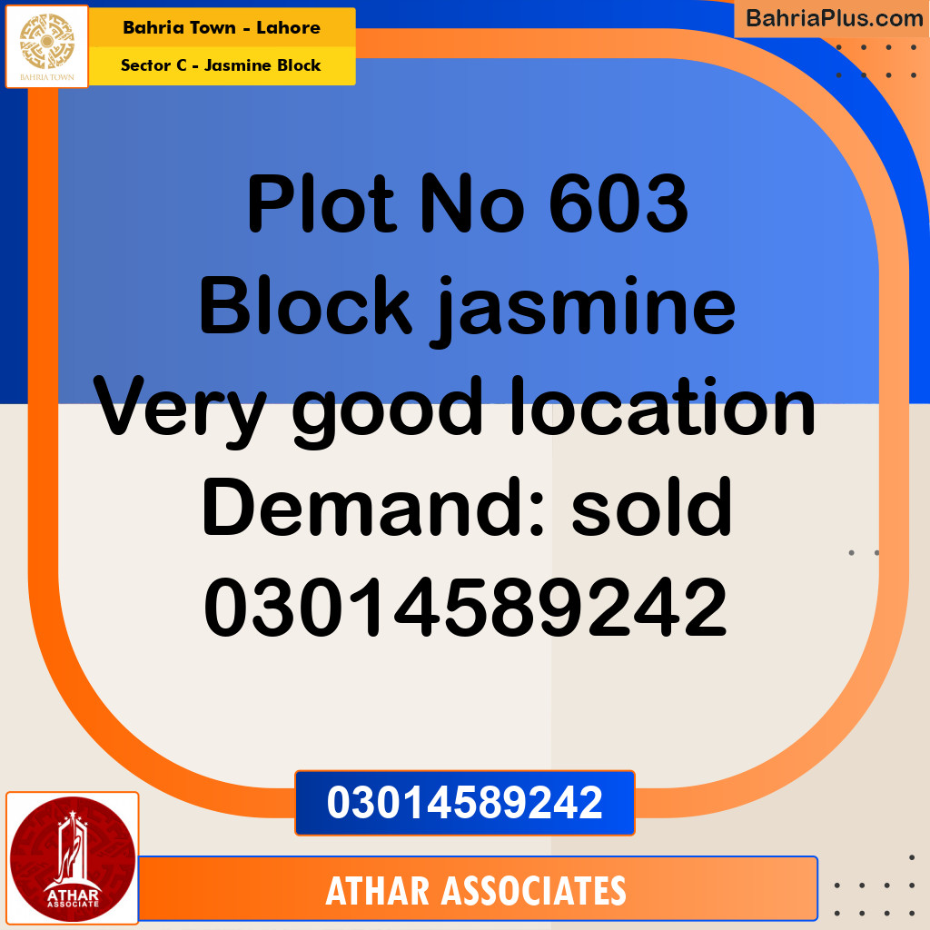 10 Marla Residential Plot for Sale in Sector C - Jasmine Block -  Bahria Town, Lahore - (BP-282817)