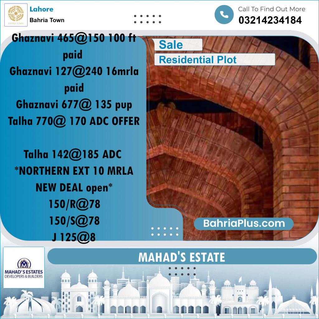 Residential Plot for Sale in Bahria Town, Lahore - (BP-282828)