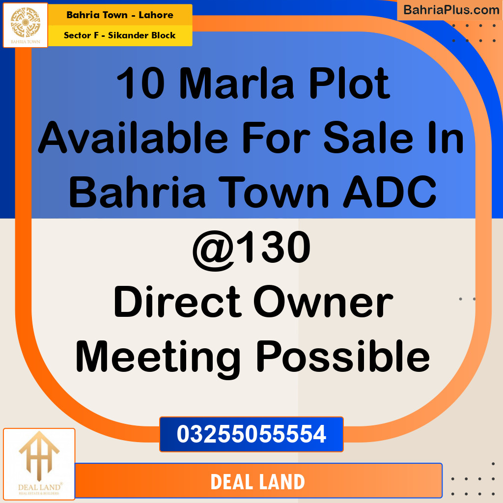 10 Marla Residential Plot for Sale in Sector F - Sikander Block -  Bahria Town, Lahore - (BP-282867)