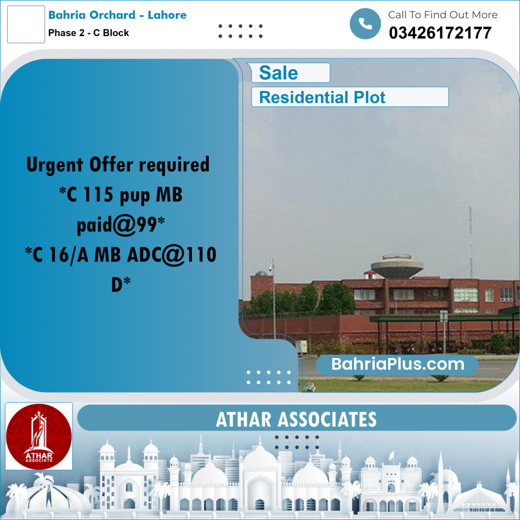 8 Marla Residential Plot for Sale in Phase 2 - C Block -  Bahria Orchard, Lahore - (BP-282876)