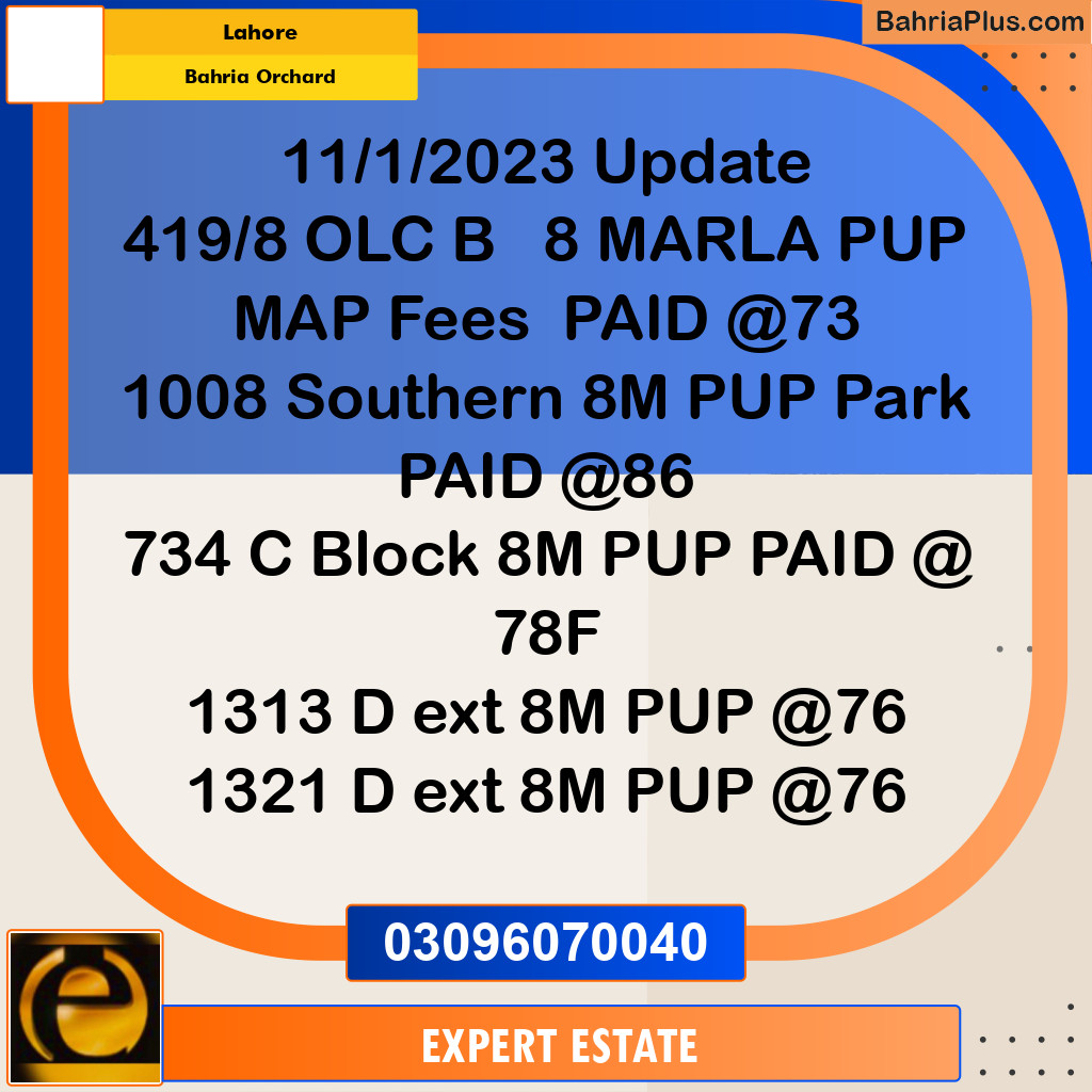 8 Marla Residential Plot for Sale in Bahria Orchard, Lahore - (BP-282884)