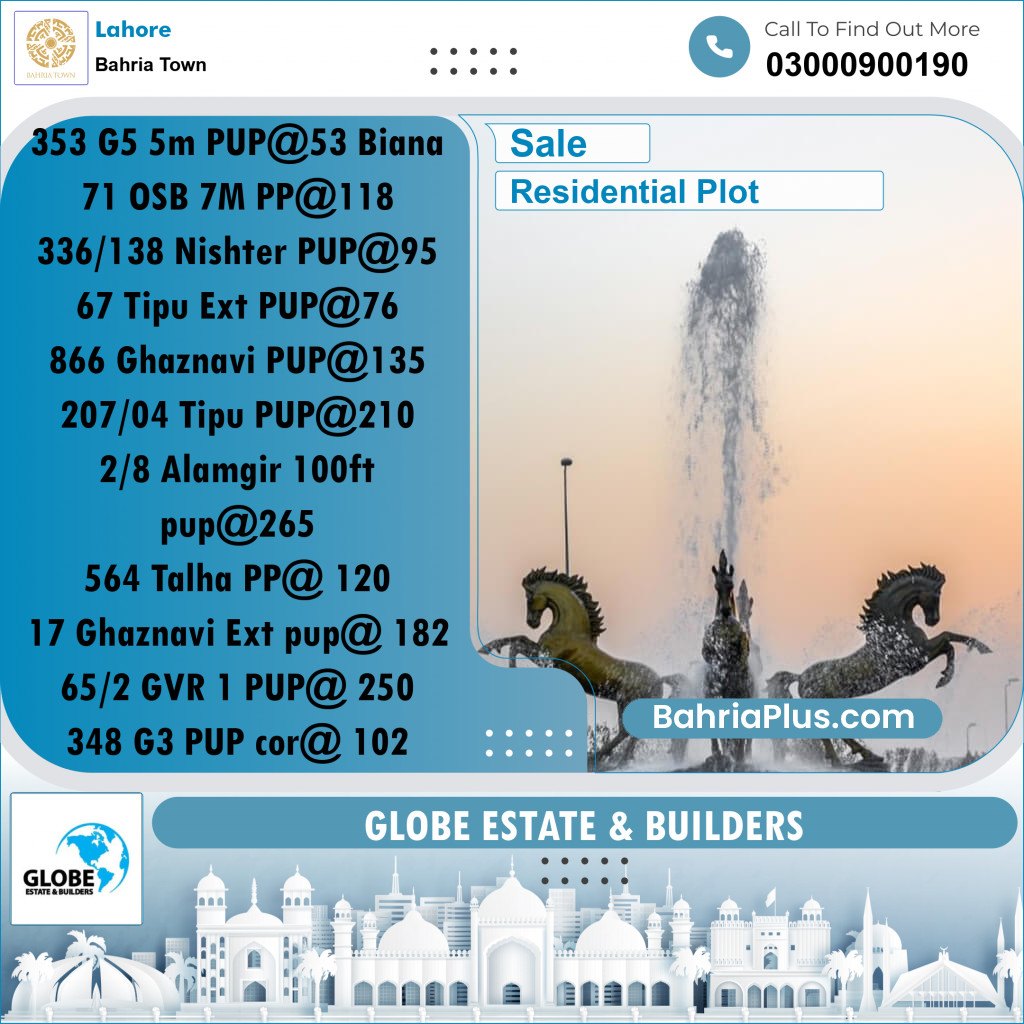 Residential Plot for Sale in Bahria Town, Lahore - (BP-282890)