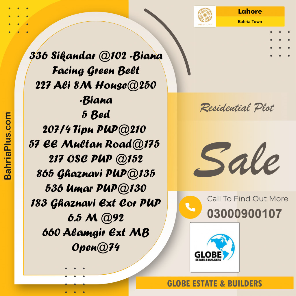 Residential Plot for Sale in Bahria Town, Lahore - (BP-282903)