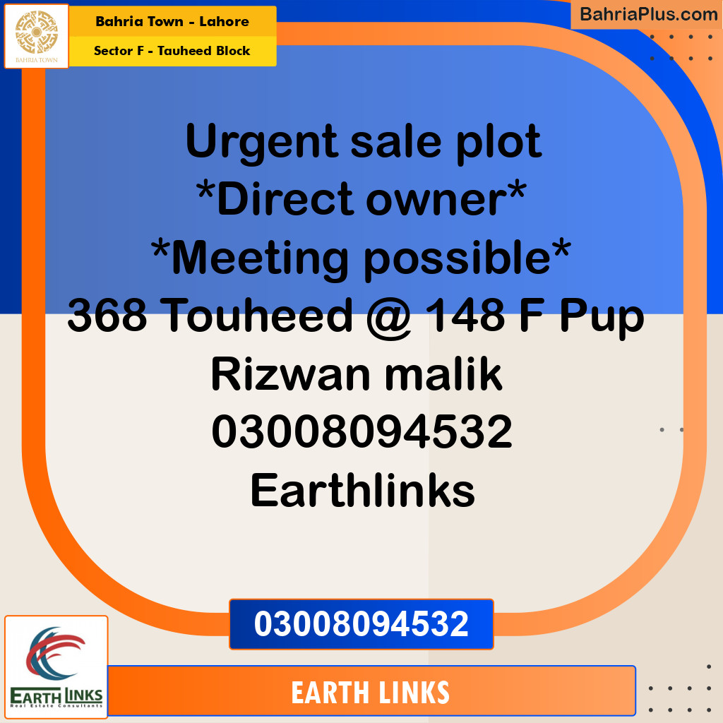 10 Marla Residential Plot for Sale in Sector F - Tauheed Block -  Bahria Town, Lahore - (BP-282931)