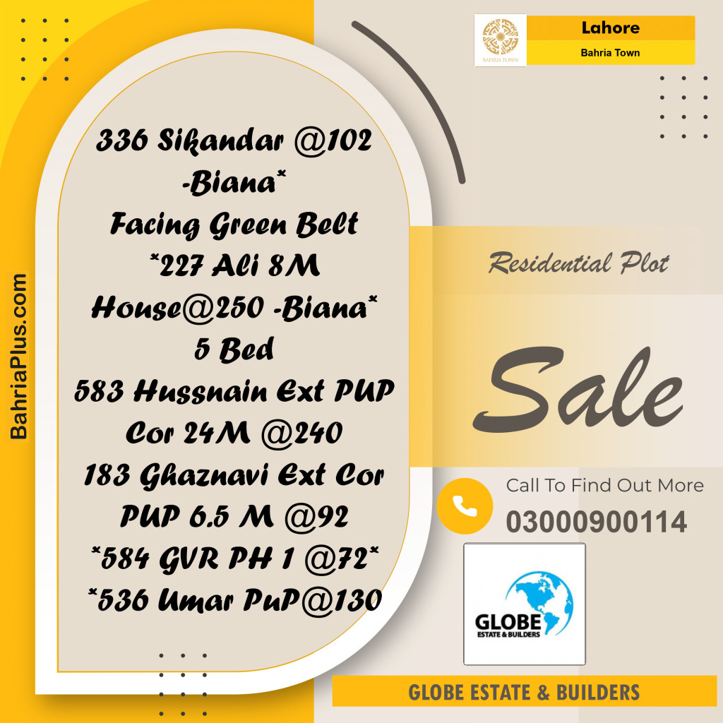 Residential Plot for Sale in Bahria Town, Lahore - (BP-282936)