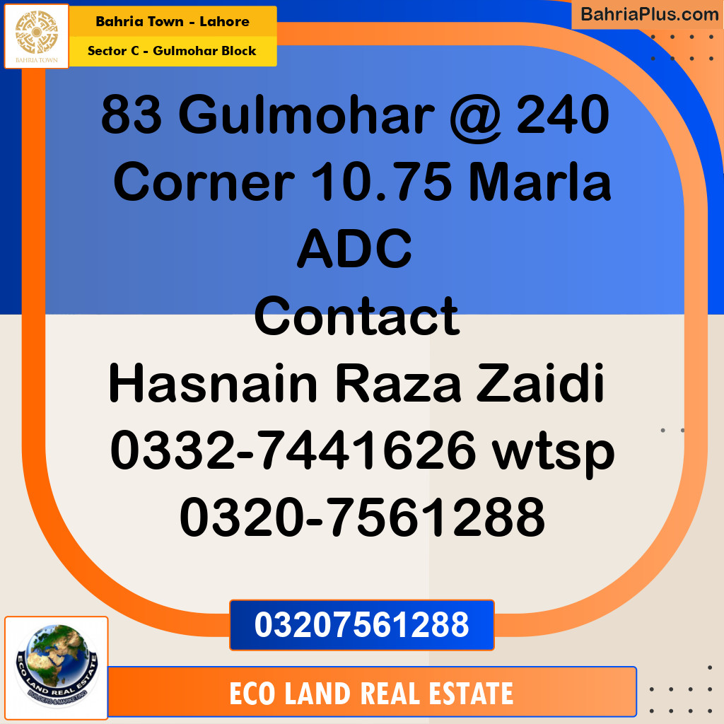 10.75 Marla Residential Plot for Sale in Sector C - Gulmohar Block -  Bahria Town, Lahore - (BP-282951)