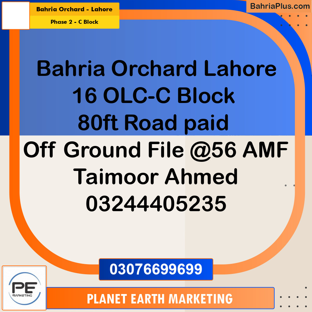 8 Marla Residential Plot for Sale in Phase 2 - C Block -  Bahria Orchard, Lahore - (BP-282952)