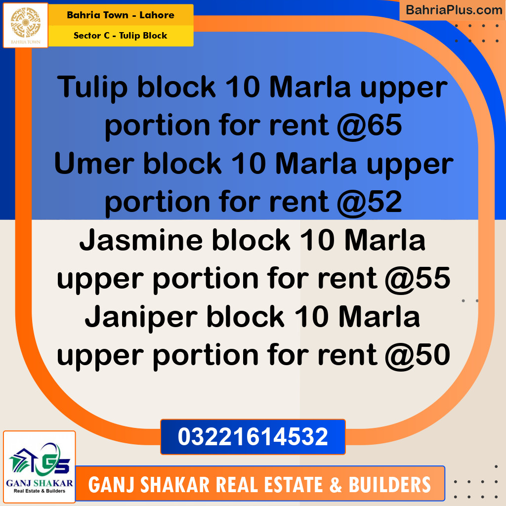 10 Marla Residential House for Rent in Sector C - Tulip Block -  Bahria Town, Lahore - (BP-282956)