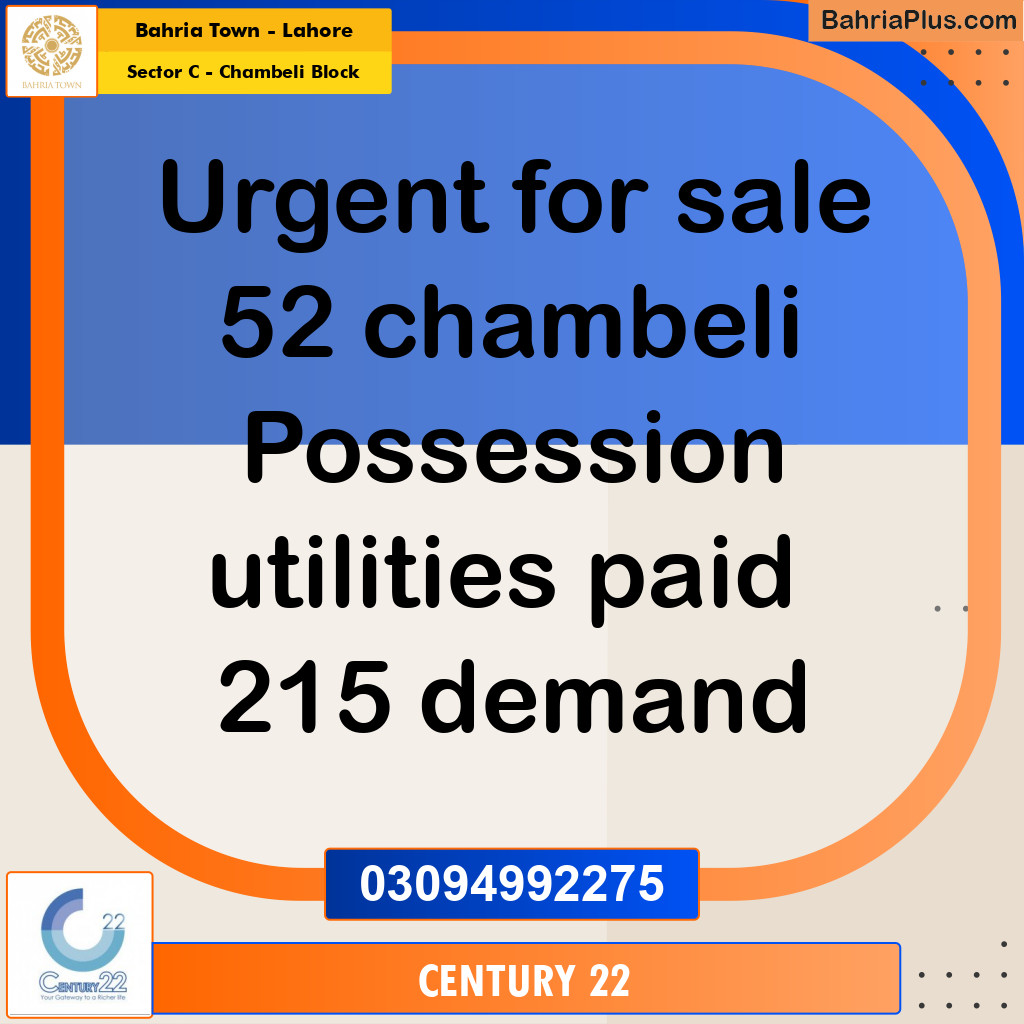10 Marla Residential Plot for Sale in Sector C - Chambeli Block -  Bahria Town, Lahore - (BP-282960)