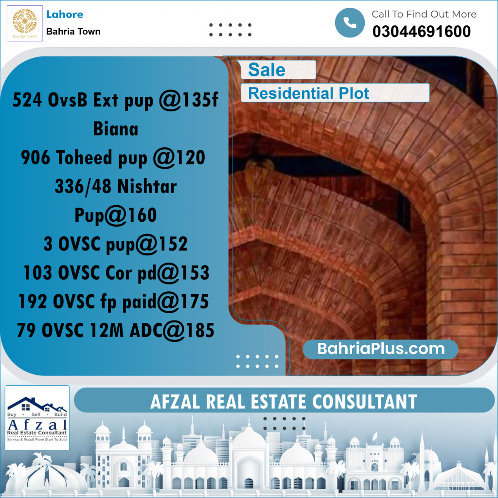 Residential Plot for Sale in Bahria Town, Lahore - (BP-282977)