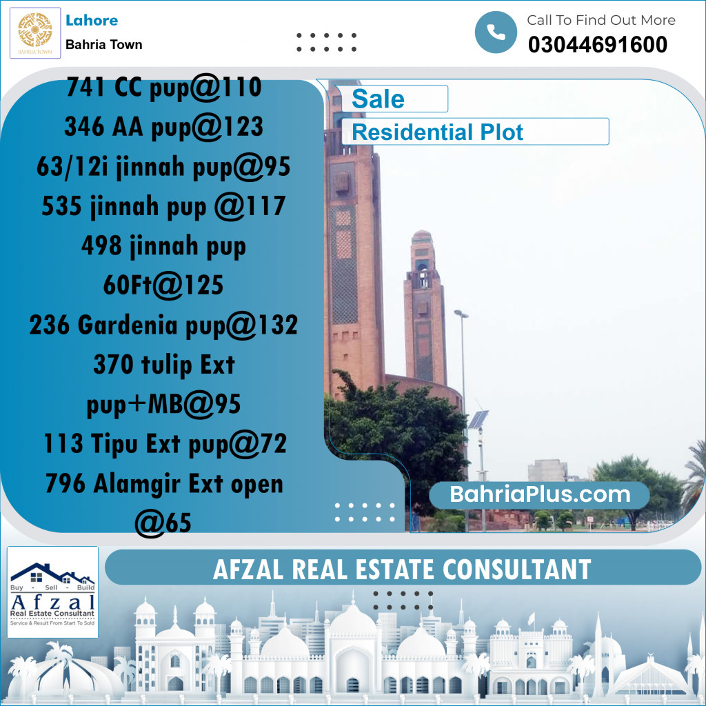 Residential Plot for Sale in Bahria Town, Lahore - (BP-282982)