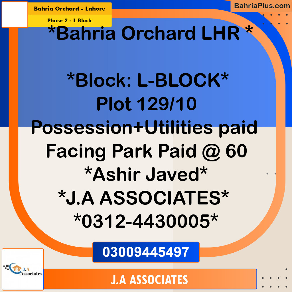 5 Marla Residential Plot for Sale in Phase 2 - L Block -  Bahria Orchard, Lahore - (BP-283085)