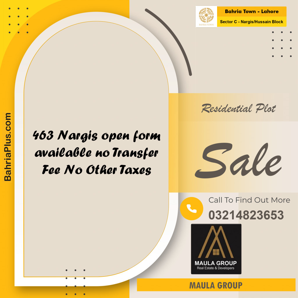 10 Marla Residential Plot for Sale in Sector C - Nargis/Hussain Block -  Bahria Town, Lahore - (BP-283092)