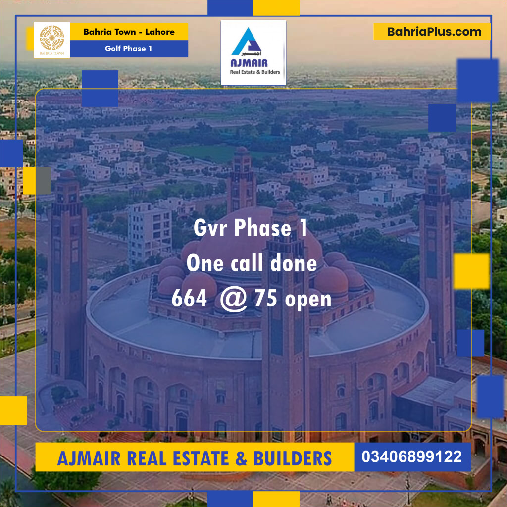 5 Marla Residential Plot for Sale in Golf Phase 1 -  Bahria Town, Lahore - (BP-283138)