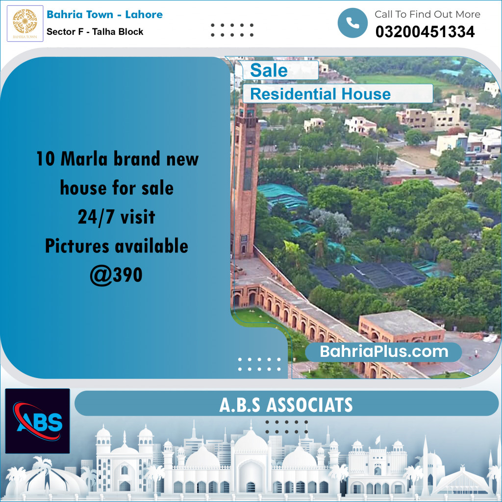 10 Marla Residential House for Sale in Sector F - Talha Block -  Bahria Town, Lahore - (BP-283145)