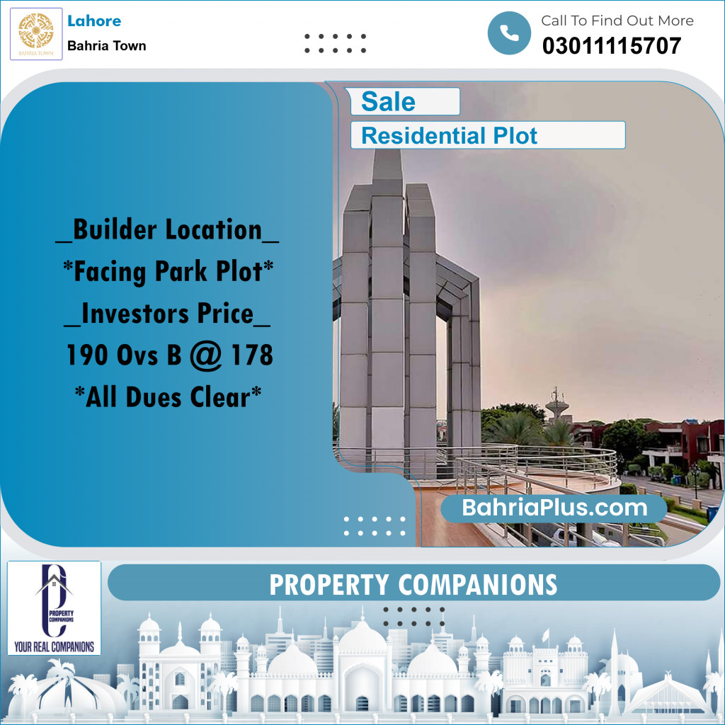 Residential Plot for Sale in Bahria Town, Lahore - (BP-283164)
