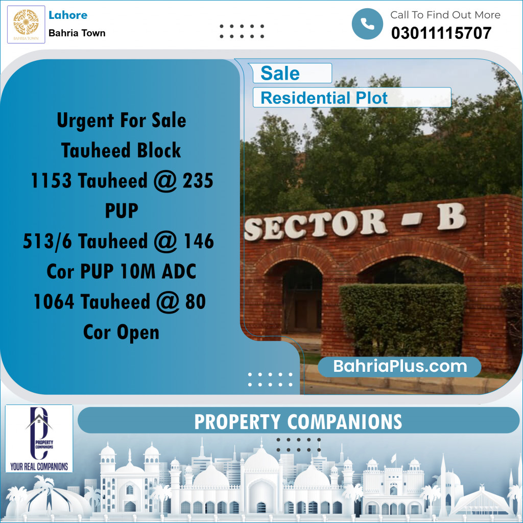 Residential Plot for Sale in Bahria Town, Lahore - (BP-283165)