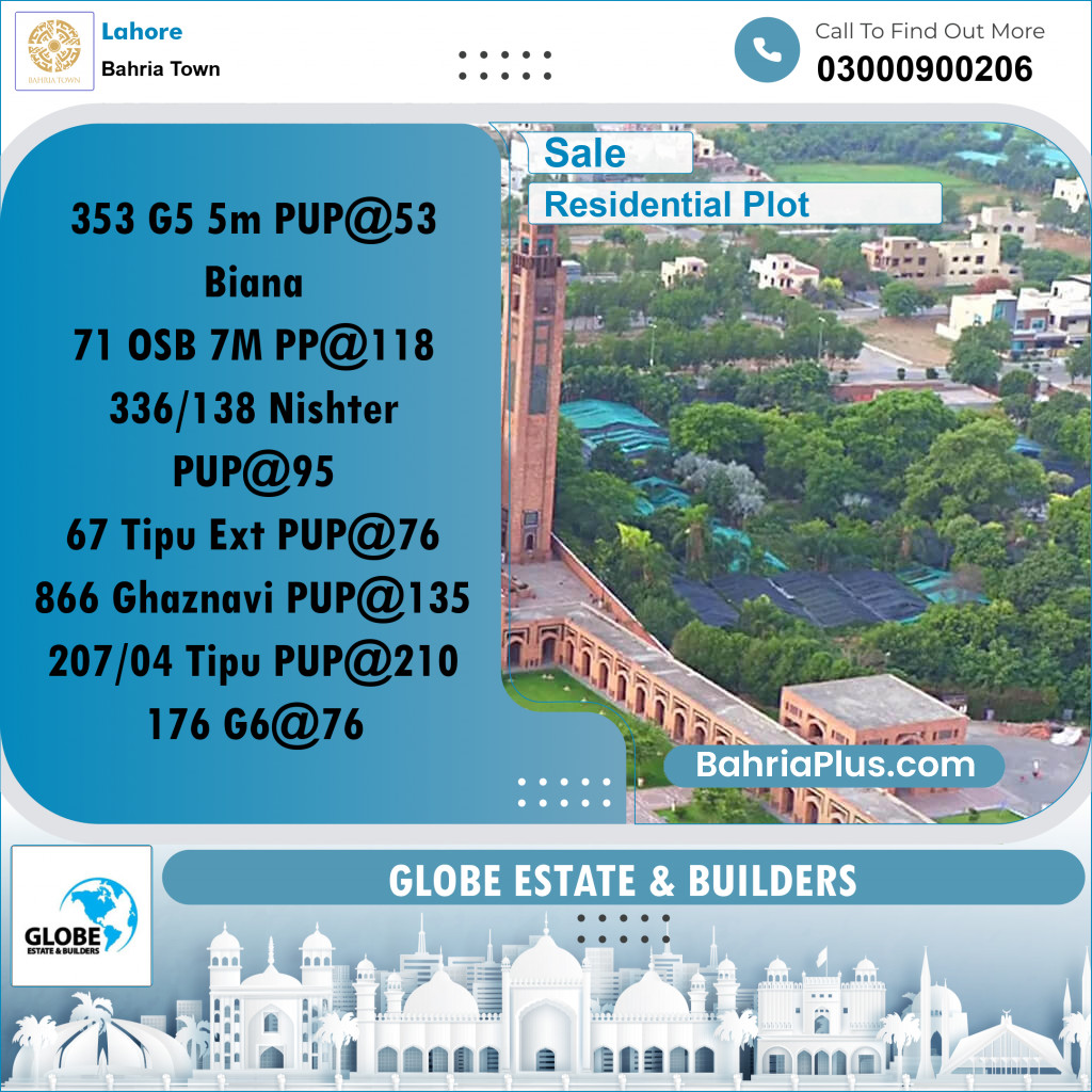 Residential Plot for Sale in Bahria Town, Lahore - (BP-283203)