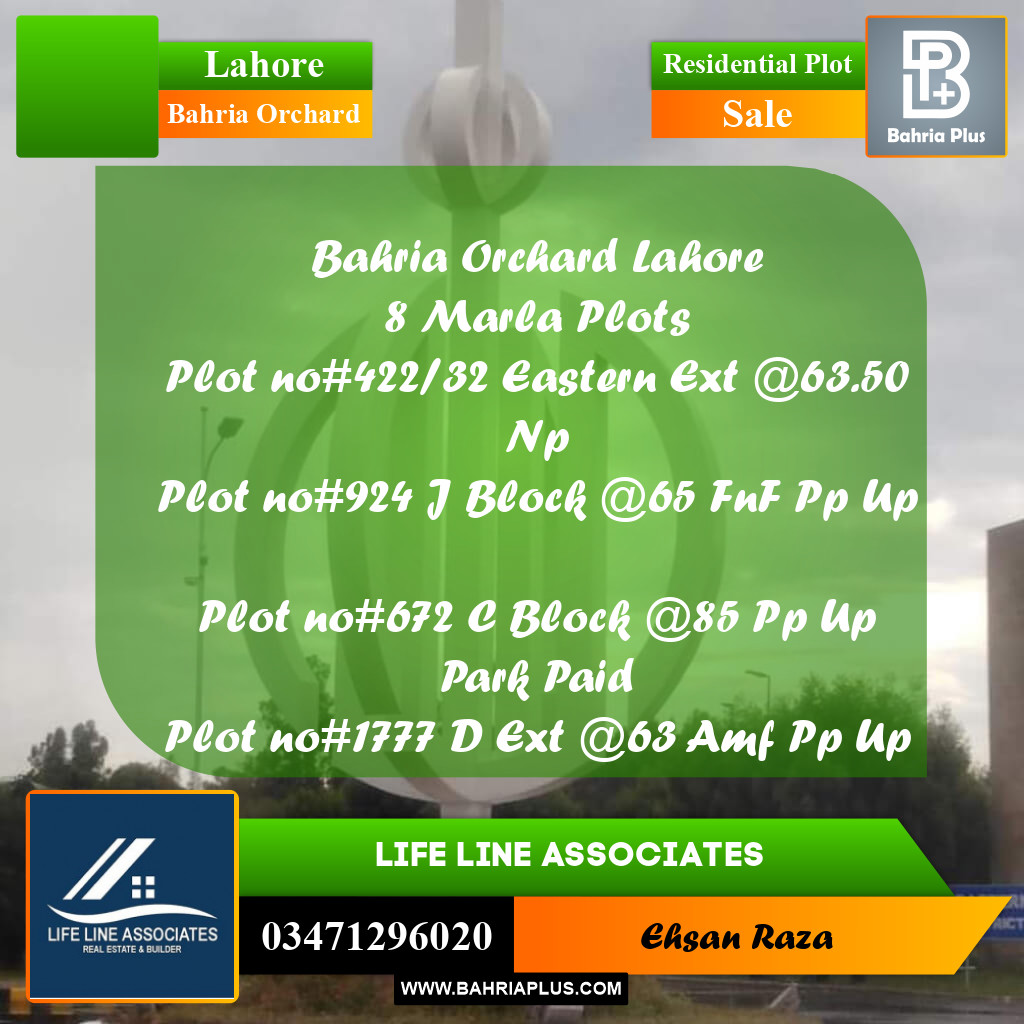 8 Marla Residential Plot for Sale in Bahria Orchard, Lahore - (BP-283224)