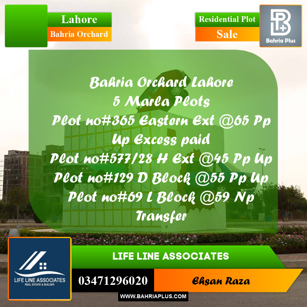 5 Marla Residential Plot for Sale in Bahria Orchard, Lahore - (BP-283232)