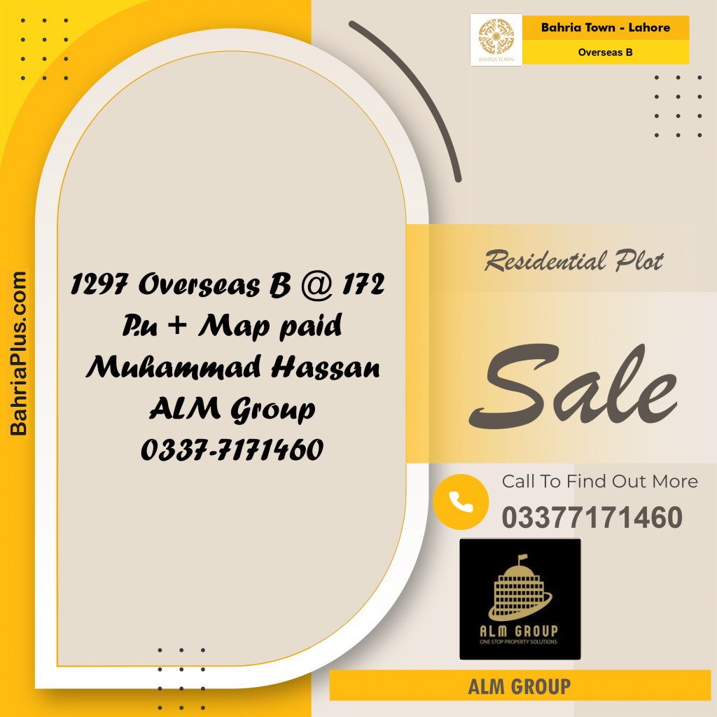 10 Marla Residential Plot for Sale in Overseas B -  Bahria Town, Lahore - (BP-283238)