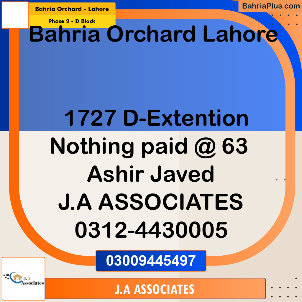 8 Marla Residential Plot for Sale in Phase 2 - D Block -  Bahria Orchard, Lahore - (BP-283242)