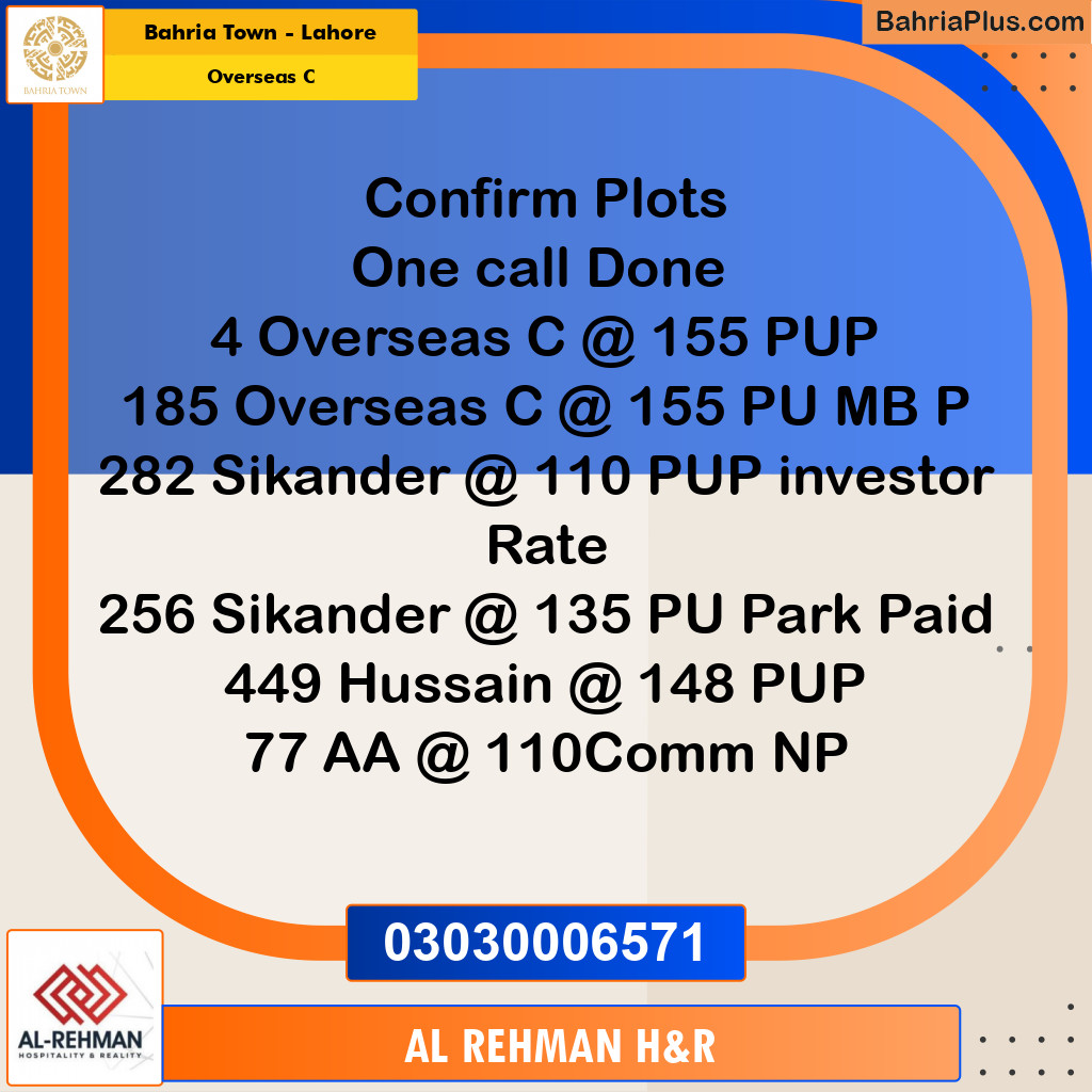 10 Marla Residential Plot for Sale in Overseas C -  Bahria Town, Lahore - (BP-283255)