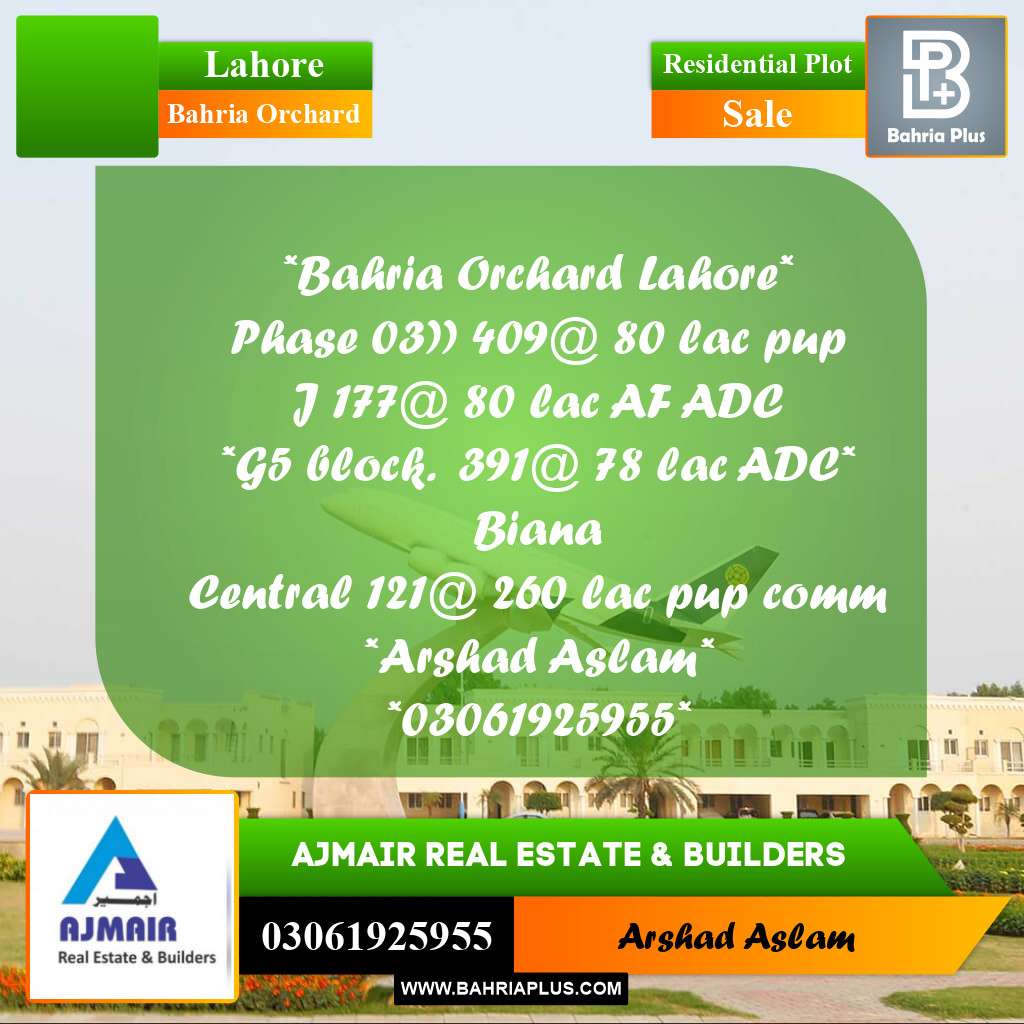 Residential Plot for Sale in Bahria Orchard, Lahore - (BP-283271)