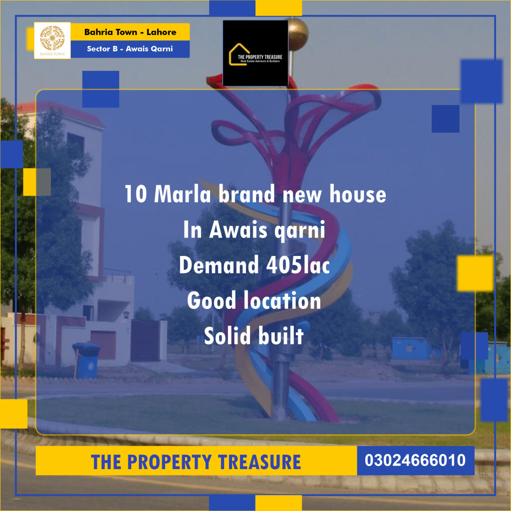 10 Marla Residential House for Sale in Sector B - Awais Qarni -  Bahria Town, Lahore - (BP-283302)