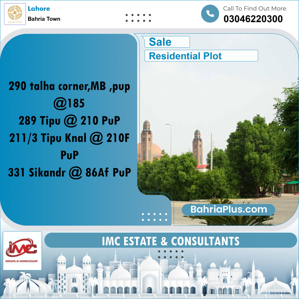 Residential Plot for Sale in Bahria Town, Lahore - (BP-283358)