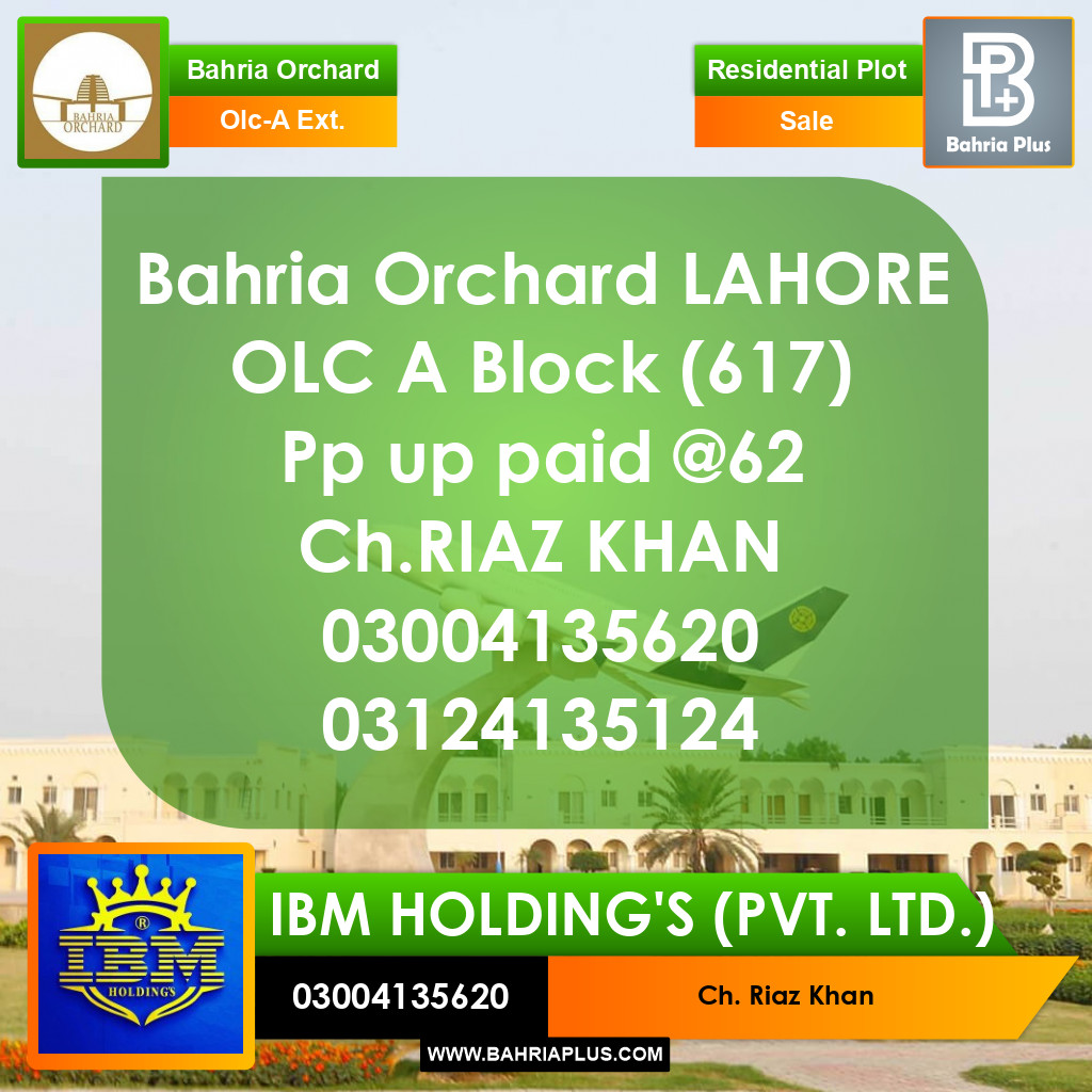 5 Marla Residential Plot for Sale in OLC-A Ext. Block -  Bahria Orchard, Lahore - (BP-283364)