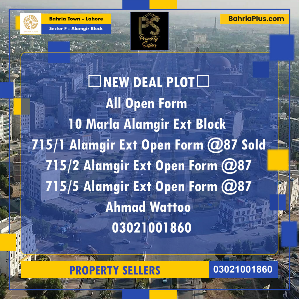 10 Marla Residential Plot for Sale in Sector F - Alamgir Block -  Bahria Town, Lahore - (BP-283404)