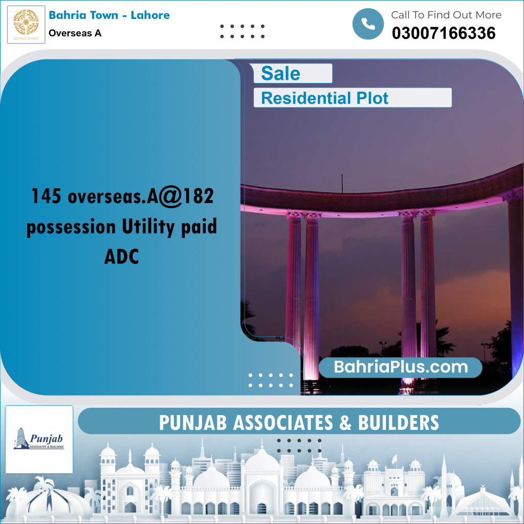 Residential Plot for Sale in Overseas A -  Bahria Town, Lahore - (BP-283410)