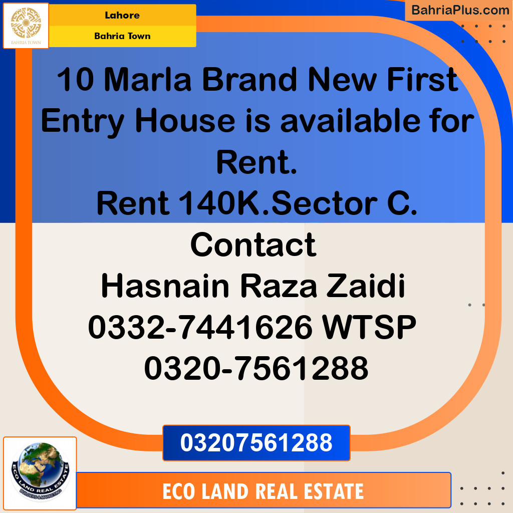 10 Marla Residential House for Rent in Bahria Town, Lahore - (BP-283412)