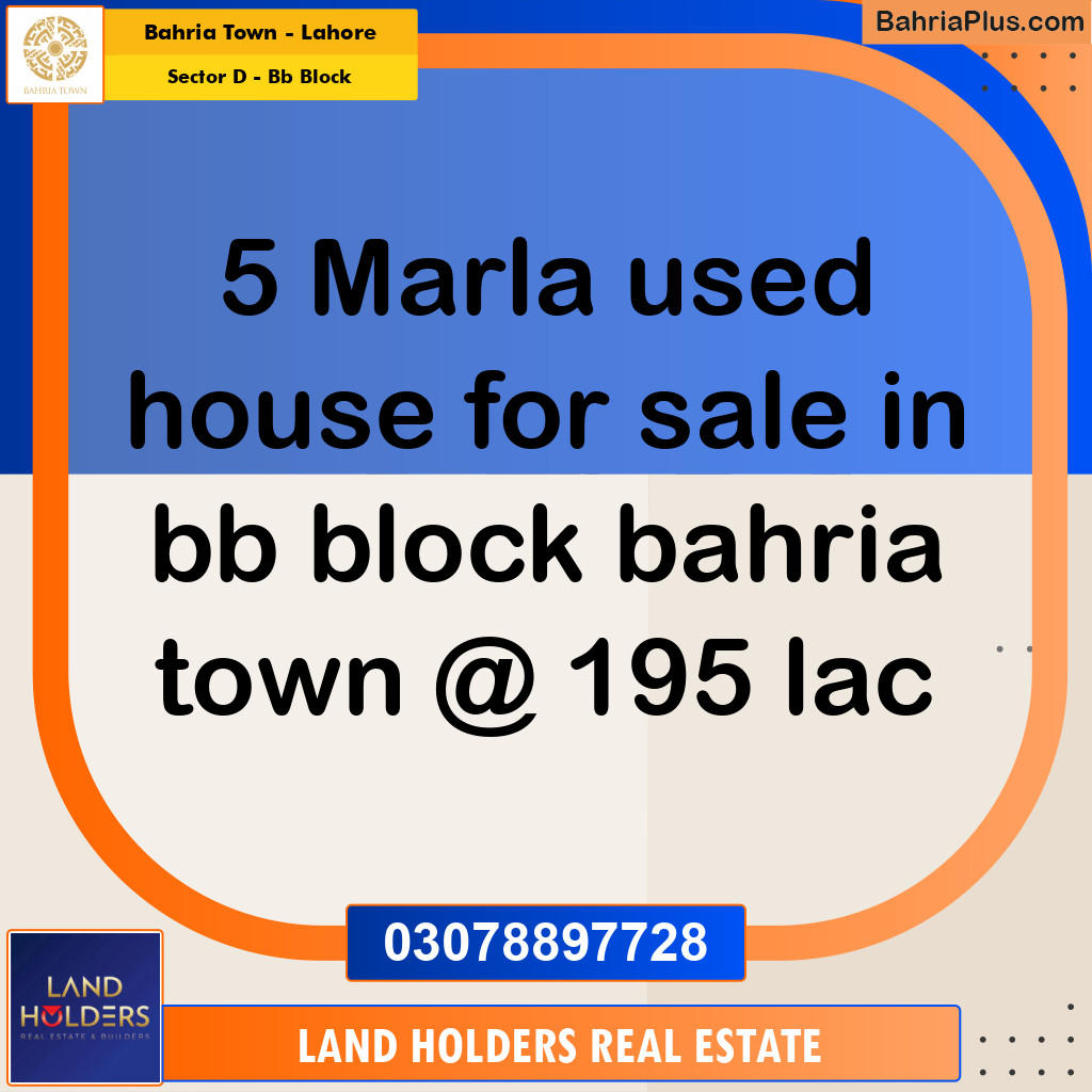 5 Marla Residential House for Sale in Sector D - BB Block -  Bahria Town, Lahore - (BP-283433)