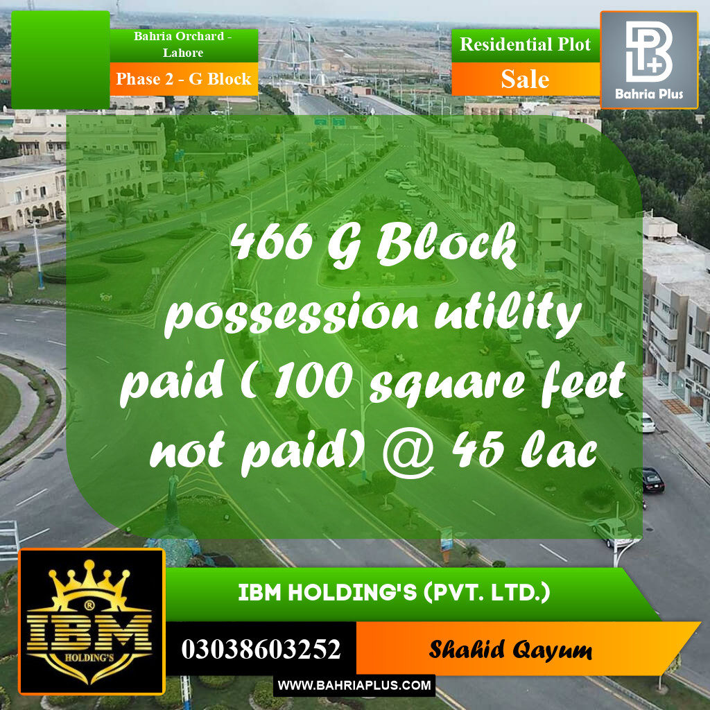 5 Marla Residential Plot for Sale in Phase 2 - G Block -  Bahria Orchard, Lahore - (BP-283435)