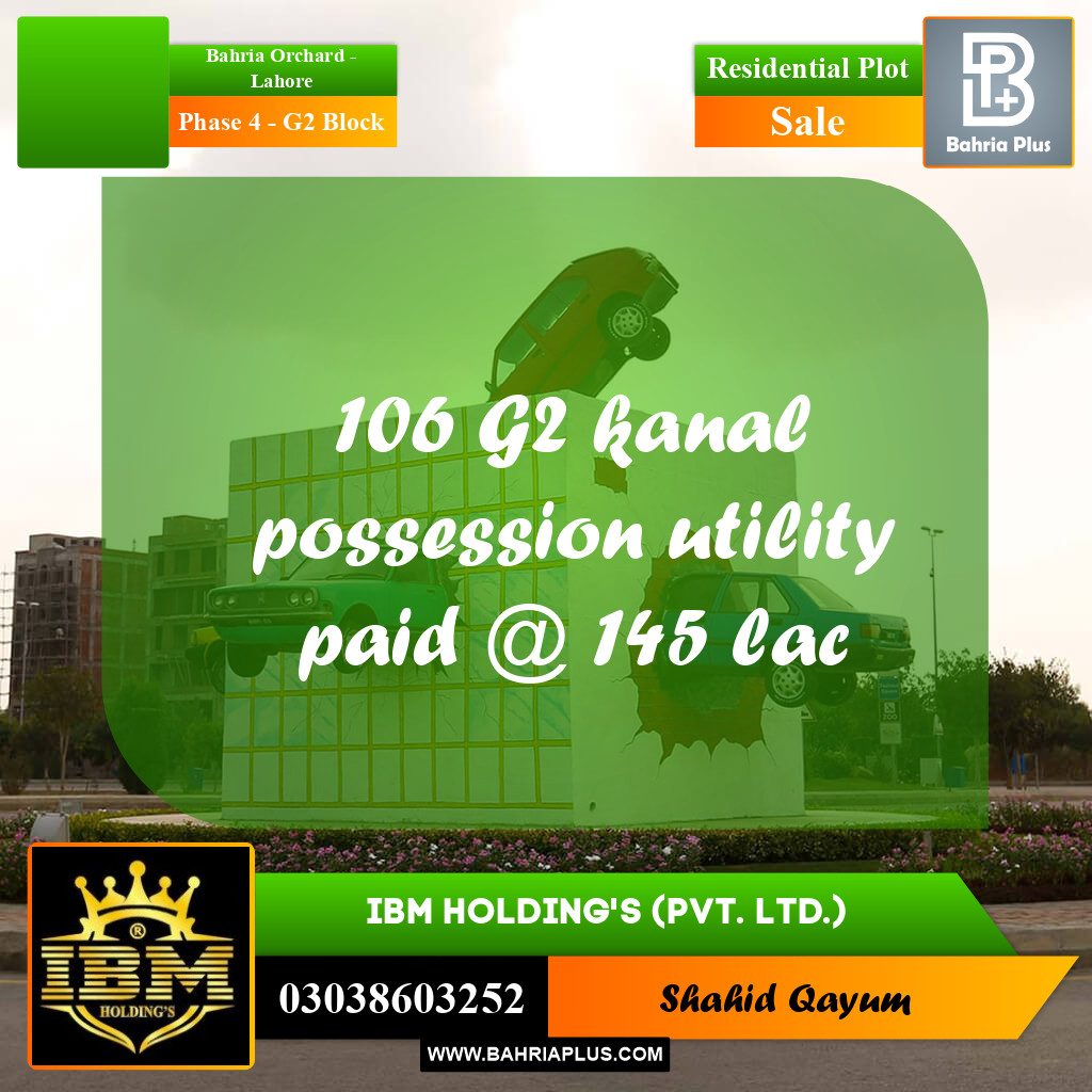 1 Kanal Residential Plot for Sale in Phase 4 - G2 Block - Bahria Orchard, Lahore - (BP-283436)