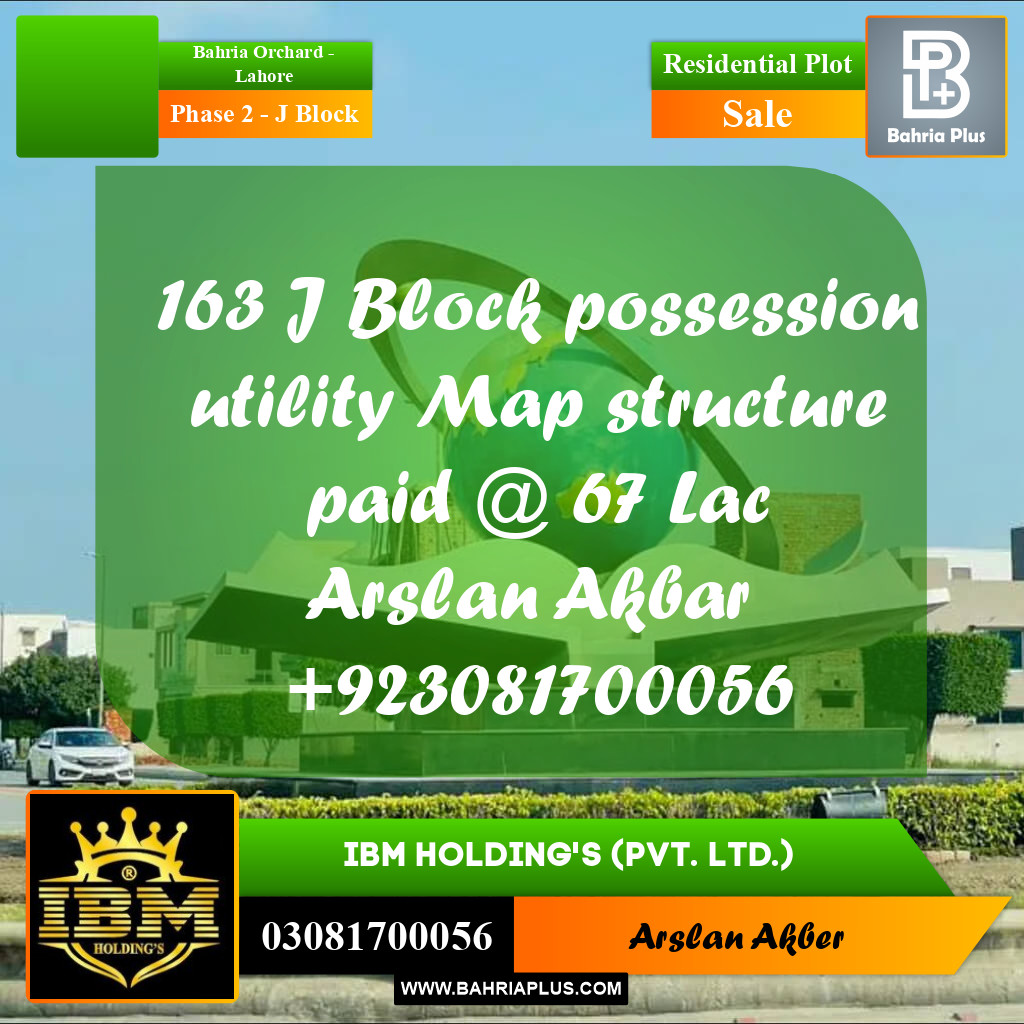 8 Marla Residential Plot for Sale in Phase 2 - J Block -  Bahria Orchard, Lahore - (BP-283441)