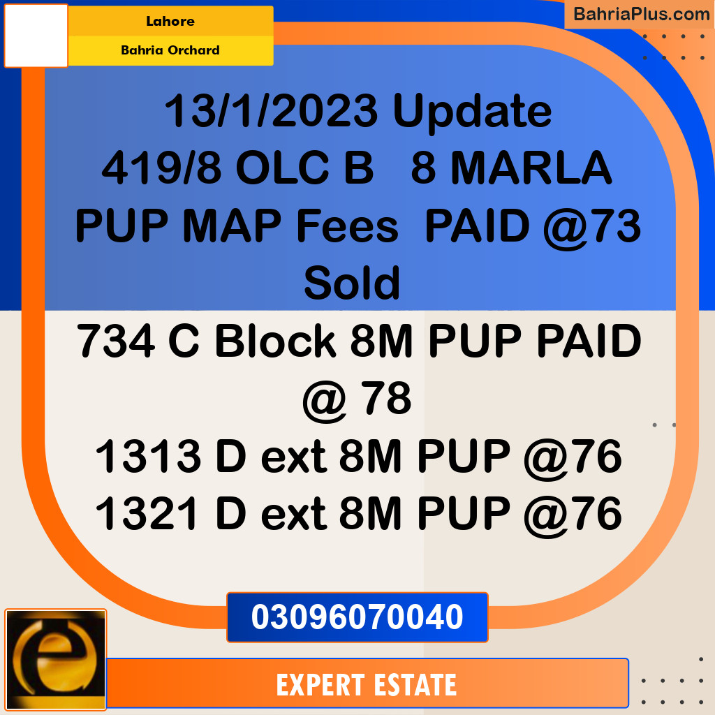 8 Marla Residential Plot for Sale in Bahria Orchard, Lahore - (BP-283459)