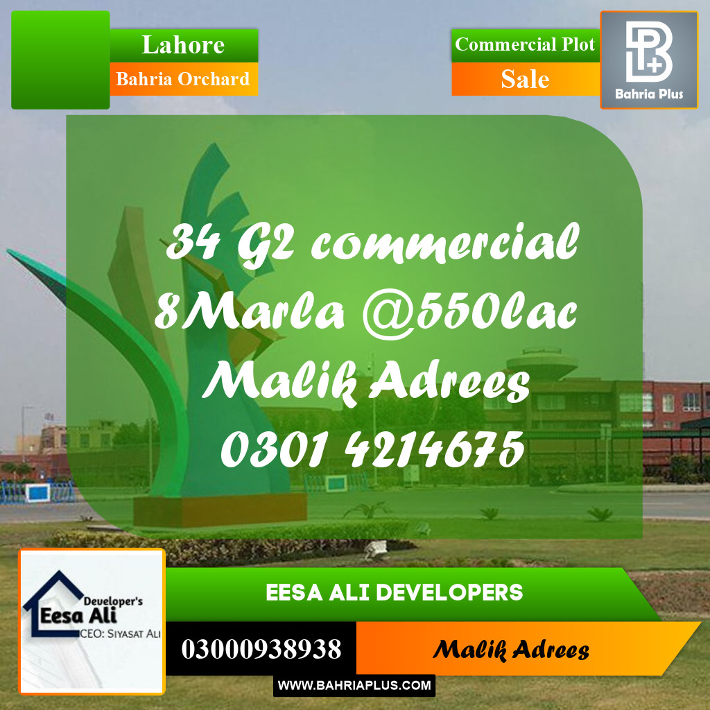 Commercial Plot for Sale in Bahria Orchard, Lahore - (BP-283498)